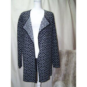 Andrea Jovine Sweater Cardigan Coat Jacket Duster Large Cozy Black/Gray